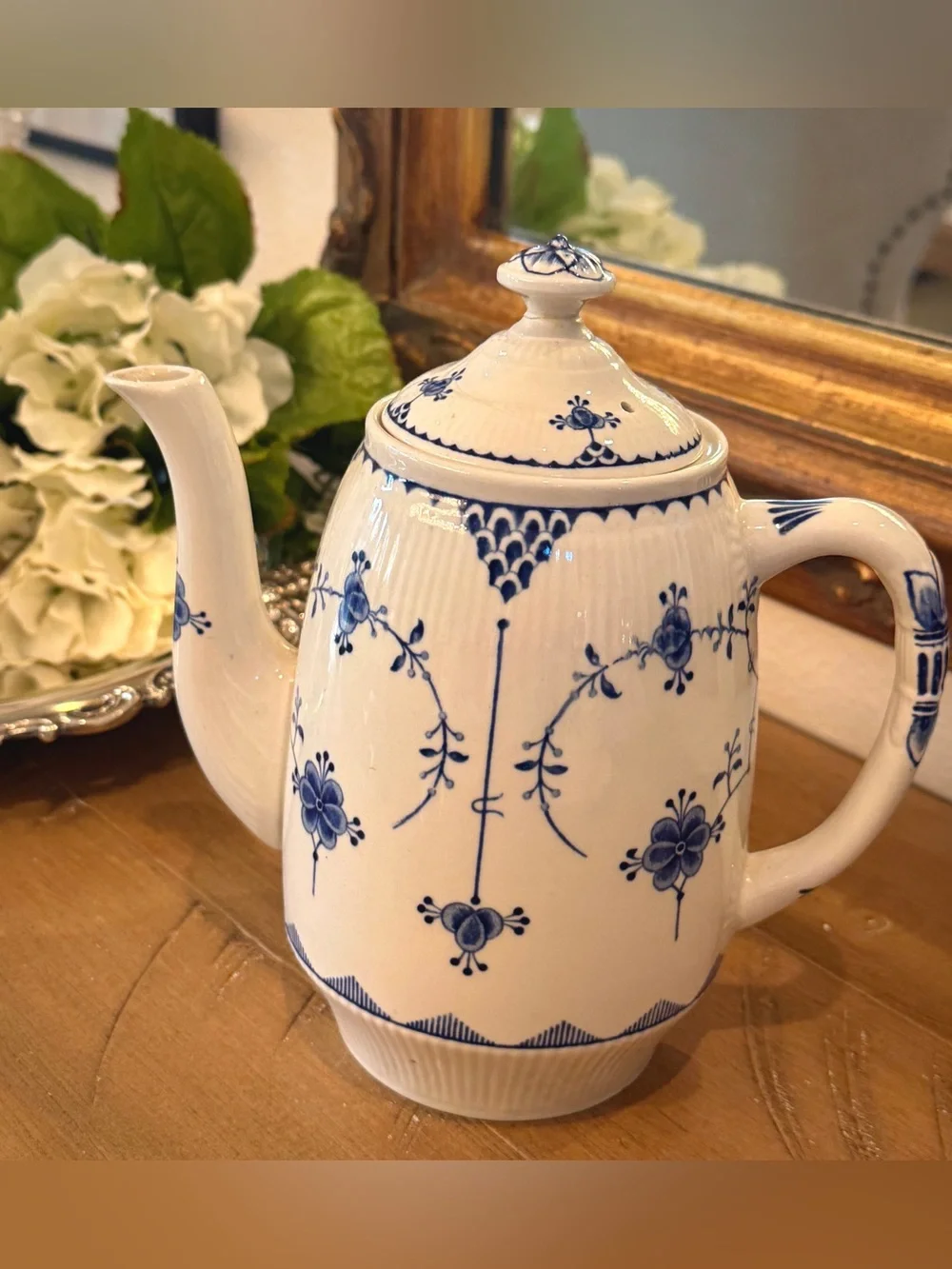 Antique Furnivals Denmark Blue Coffee Tea Pot England